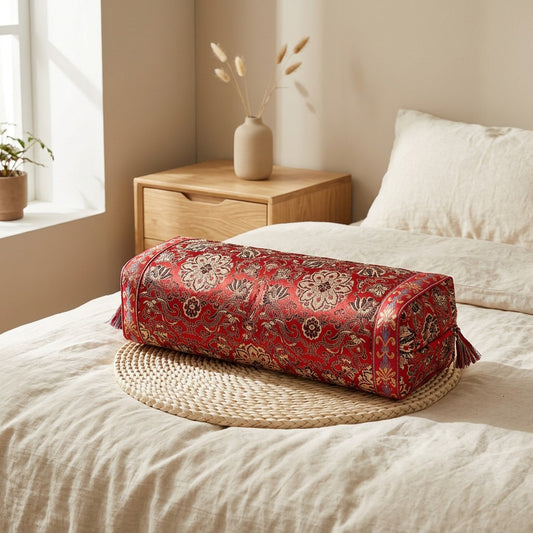 Satinuzzle™ Satin Jacquard Cervical Pillowcase in a calm home setting