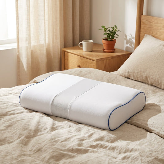 Sloft™ Slow Rebound Memory Foam Cervical Pillow in a calm home setting