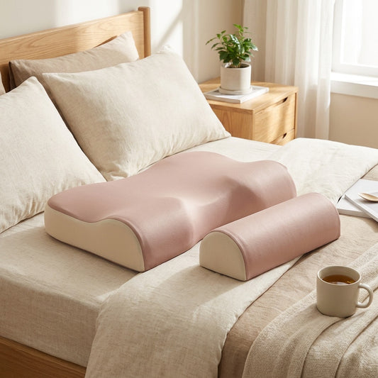 Zoneloft™ Memory Foam Neck Support Pillow in a calm home setting