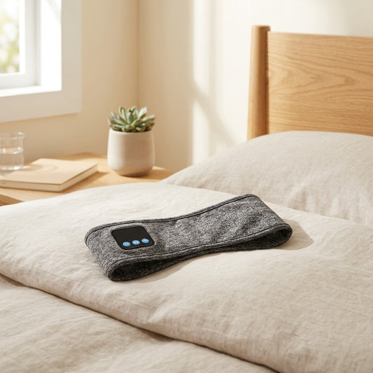 Dozeband™ Bluetooth Eye Mask Headband in a calm home setting