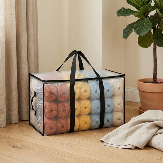 Packfold™ Transparent P.P. Moving Bag in a calm home setting