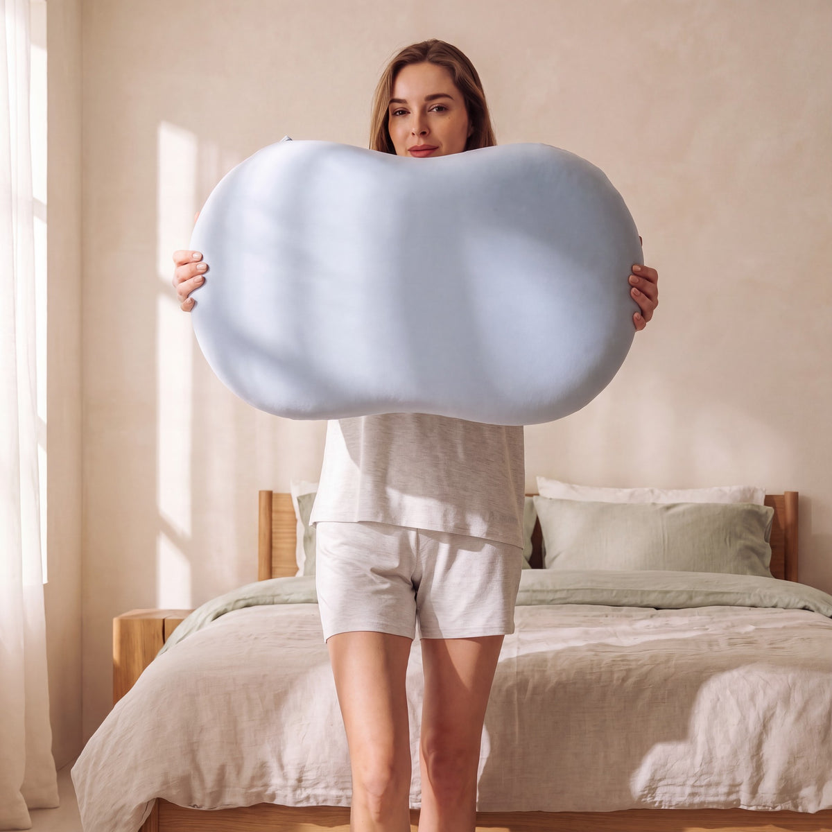 Verso Two-Sided Flip Pillow: in use