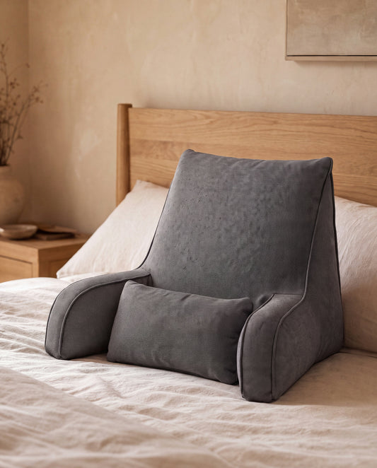 Alcove Bed Reading Pillow in a Calm Eden lifestyle setting