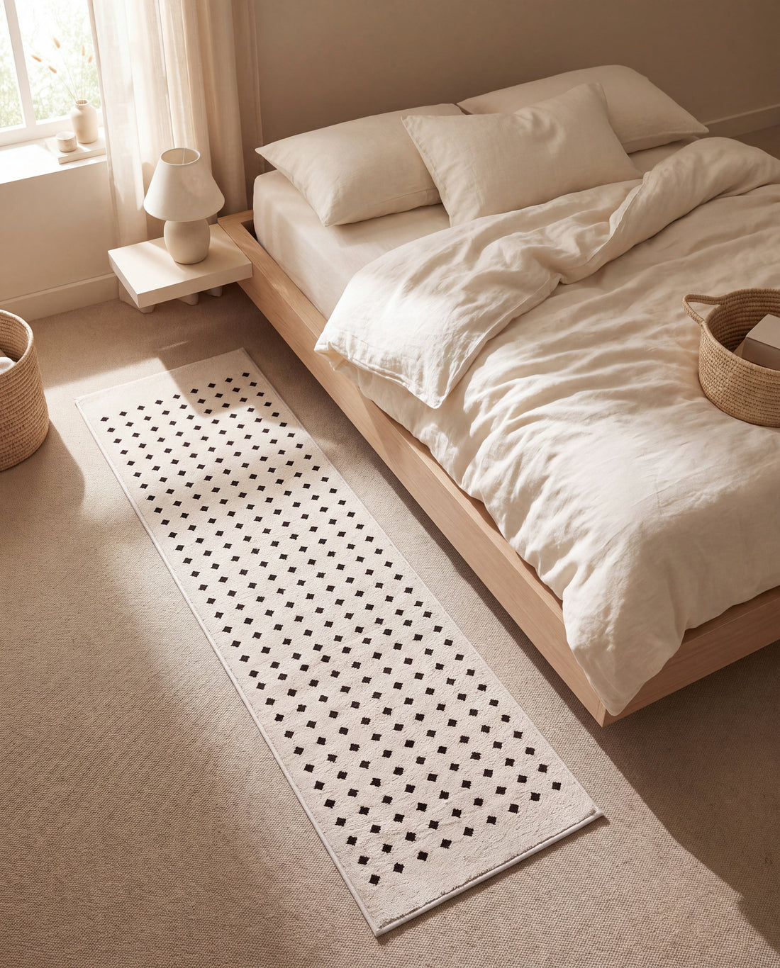 Alder Bedside Floor Runner Rug in a Calm Eden lifestyle setting
