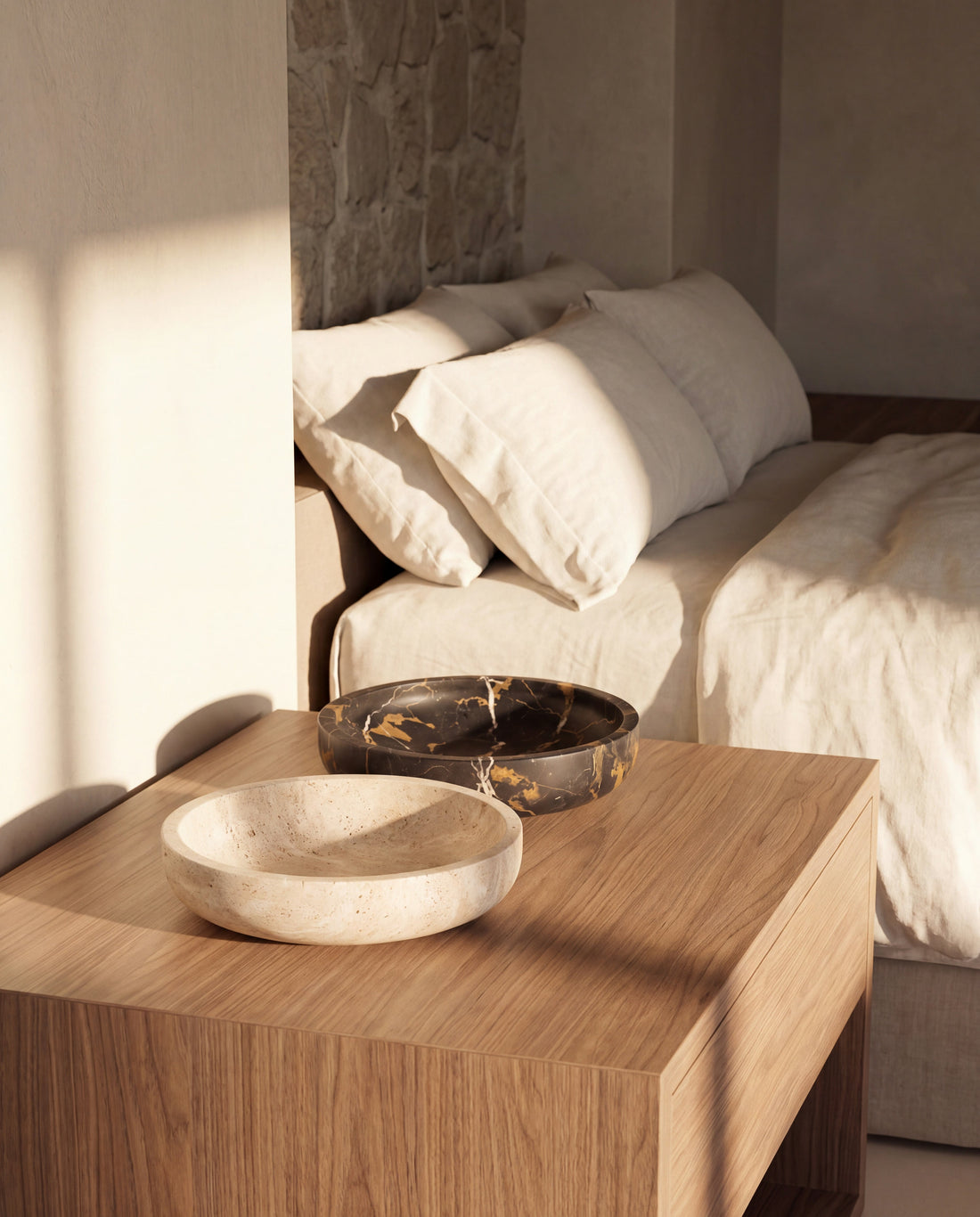Basalt Decorative Marble Centerpiece Bowl in a Calm Eden lifestyle setting
