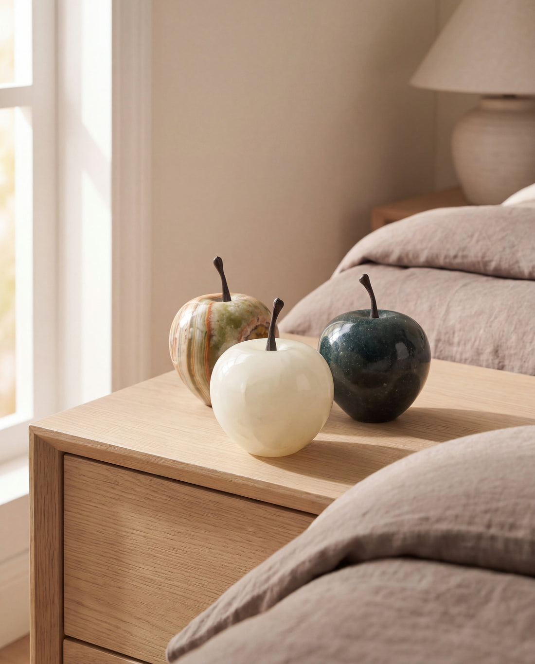 Blossom Stone Apple Sculpture in a Calm Eden lifestyle setting