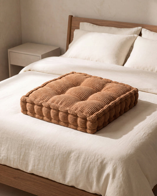 Burrow Tufted Floor Pillow in a Calm Eden lifestyle setting
