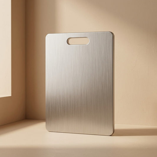 Cutgleam stainless steel cutting board with a handle-tip hole