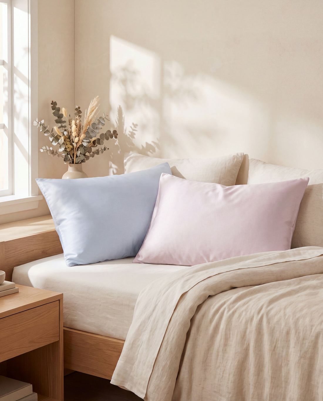 Chill Cooling Pillowcases (2-Pack) in a Calm Eden lifestyle setting