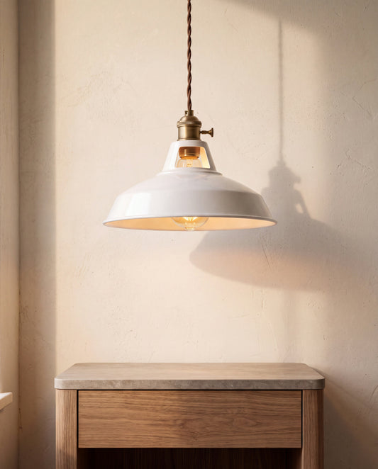 Cypress Chalk White Pendant Light in a Calm Eden lifestyle setting