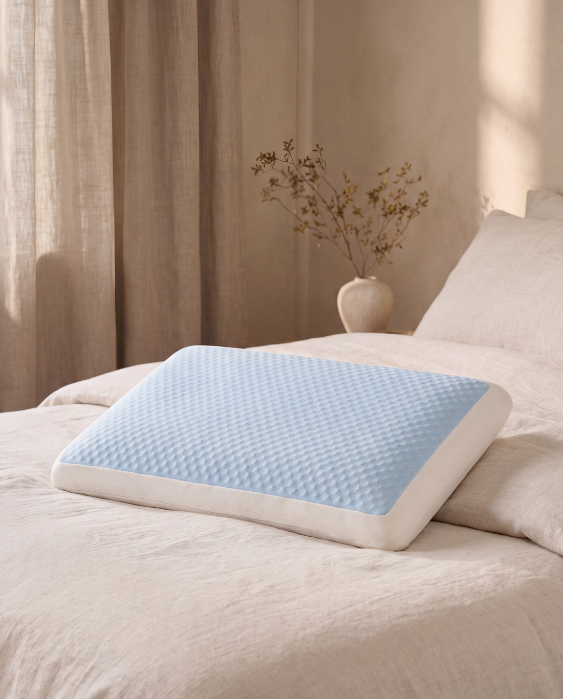 Fjord Gel Cooling Sleep Pillow in a Calm Eden lifestyle setting