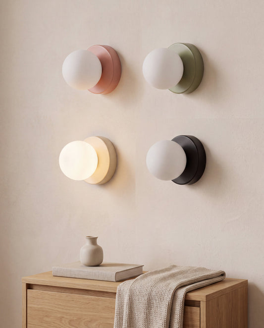 Opaline Glass Wall Sconce Light in a Calm Eden lifestyle setting