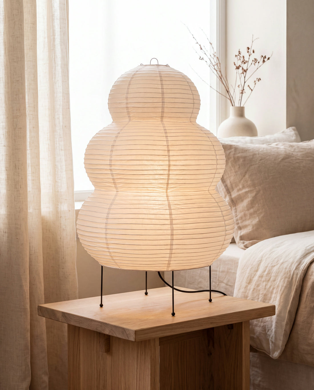Pagoda Japanese Paper Table Lamp in a Calm Eden lifestyle setting