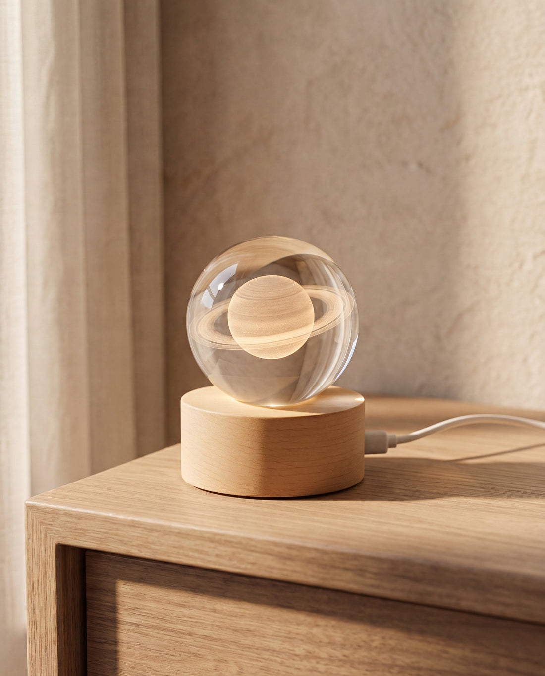 Pearl Crystal Ball Night Light in a Calm Eden lifestyle setting
