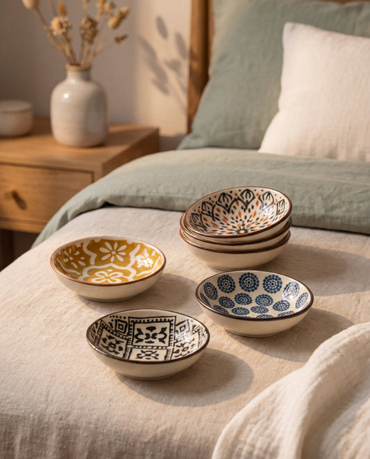 Pebble Decorative Trinket Dish in a Calm Eden lifestyle setting