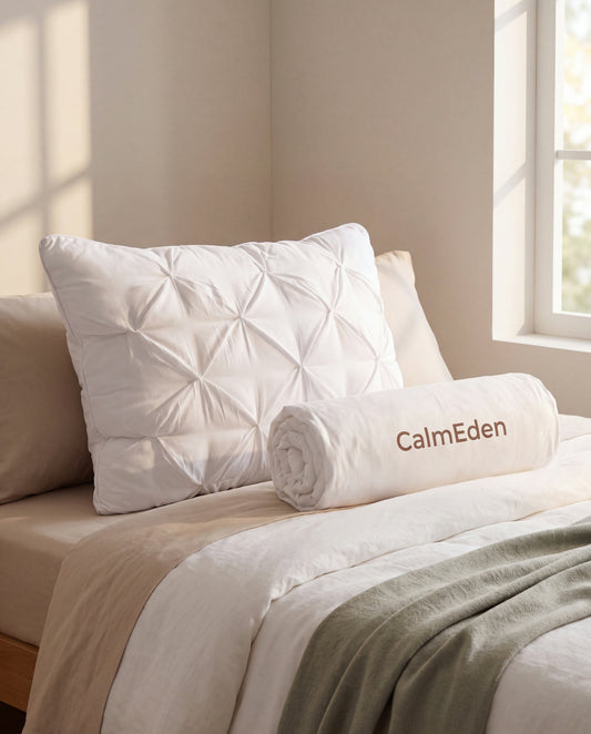 Ploof Cloud Fluff Pillow in a Calm Eden lifestyle setting