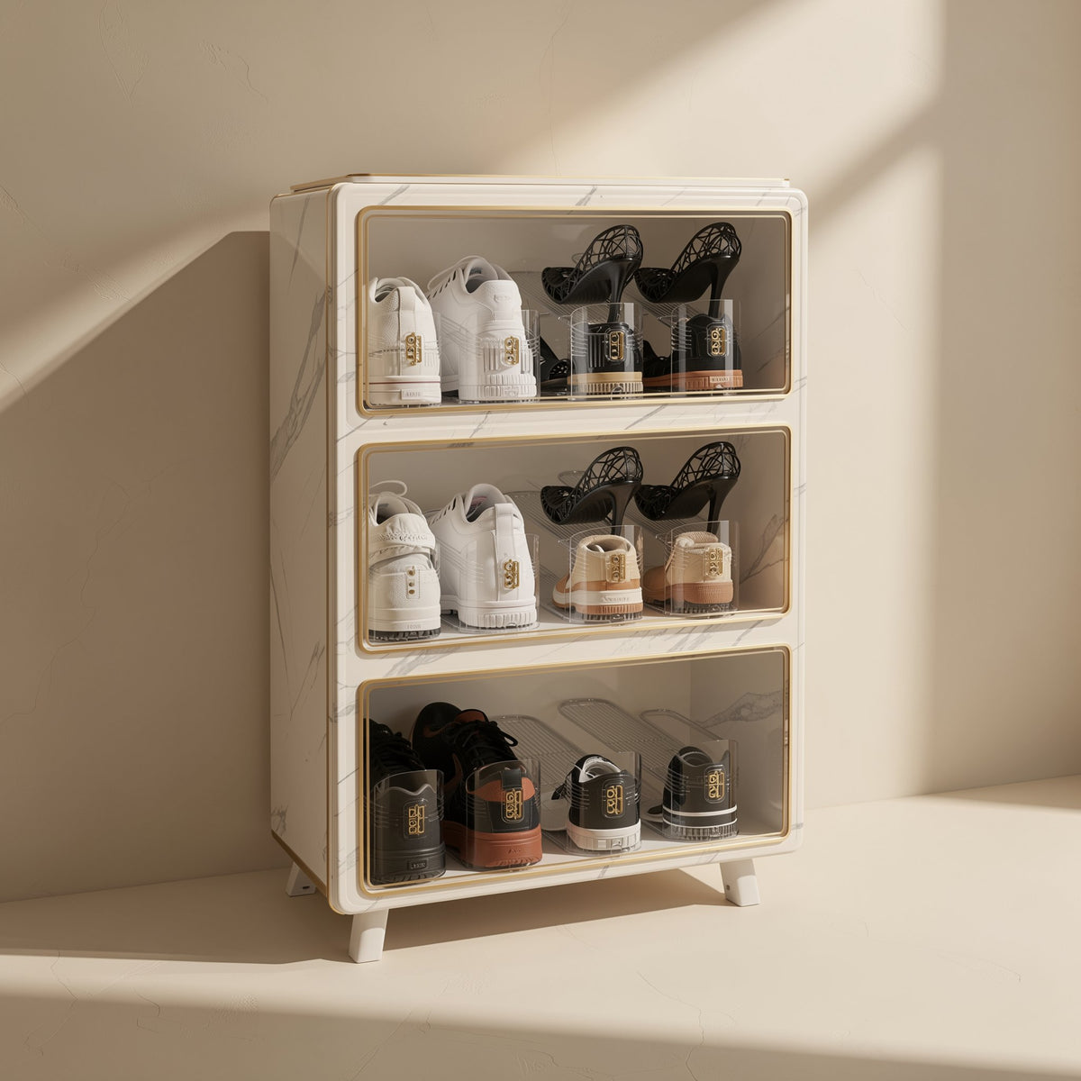 Transparent foldable double-layer shoe rack - view 2