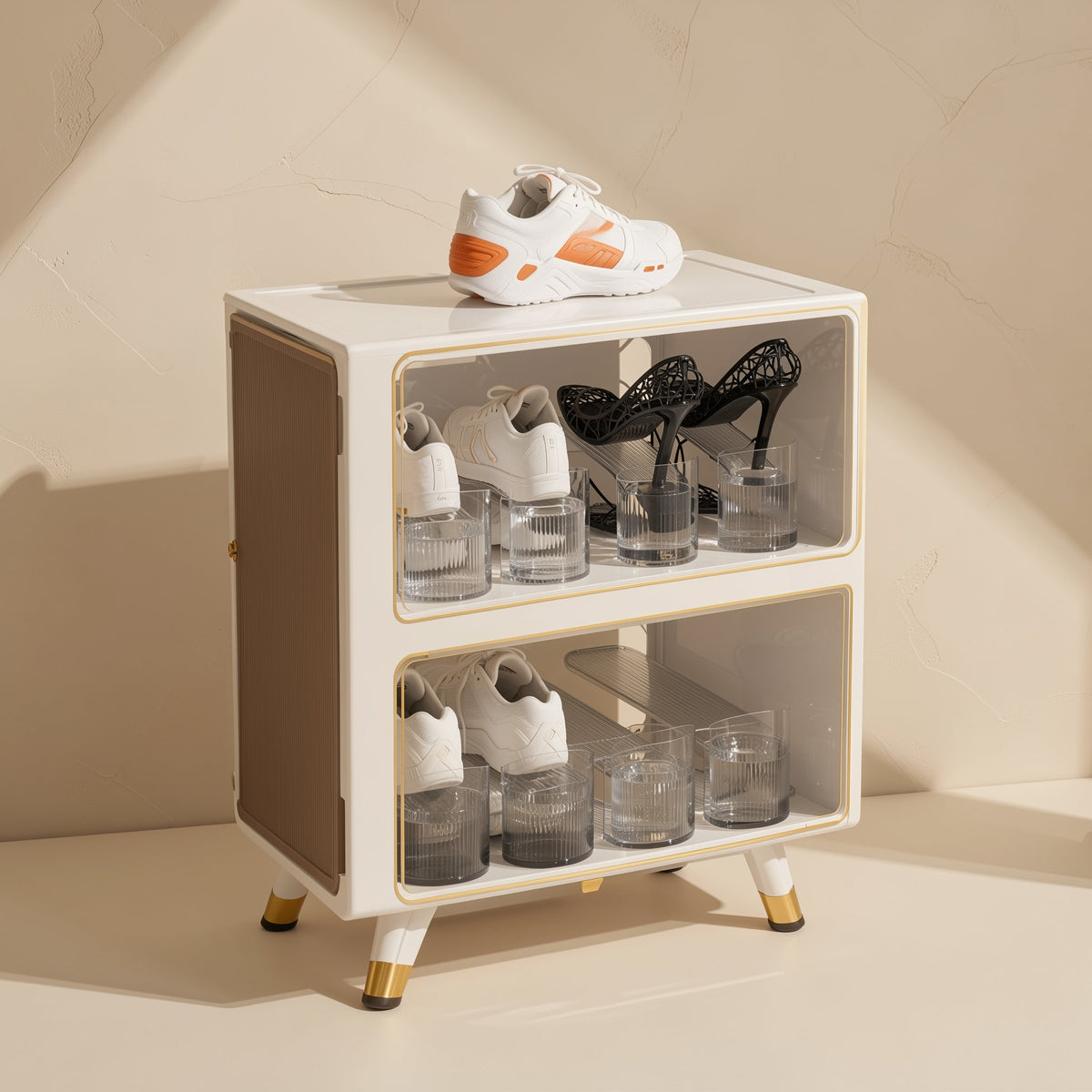 Transparent foldable double-layer shoe rack - view 3