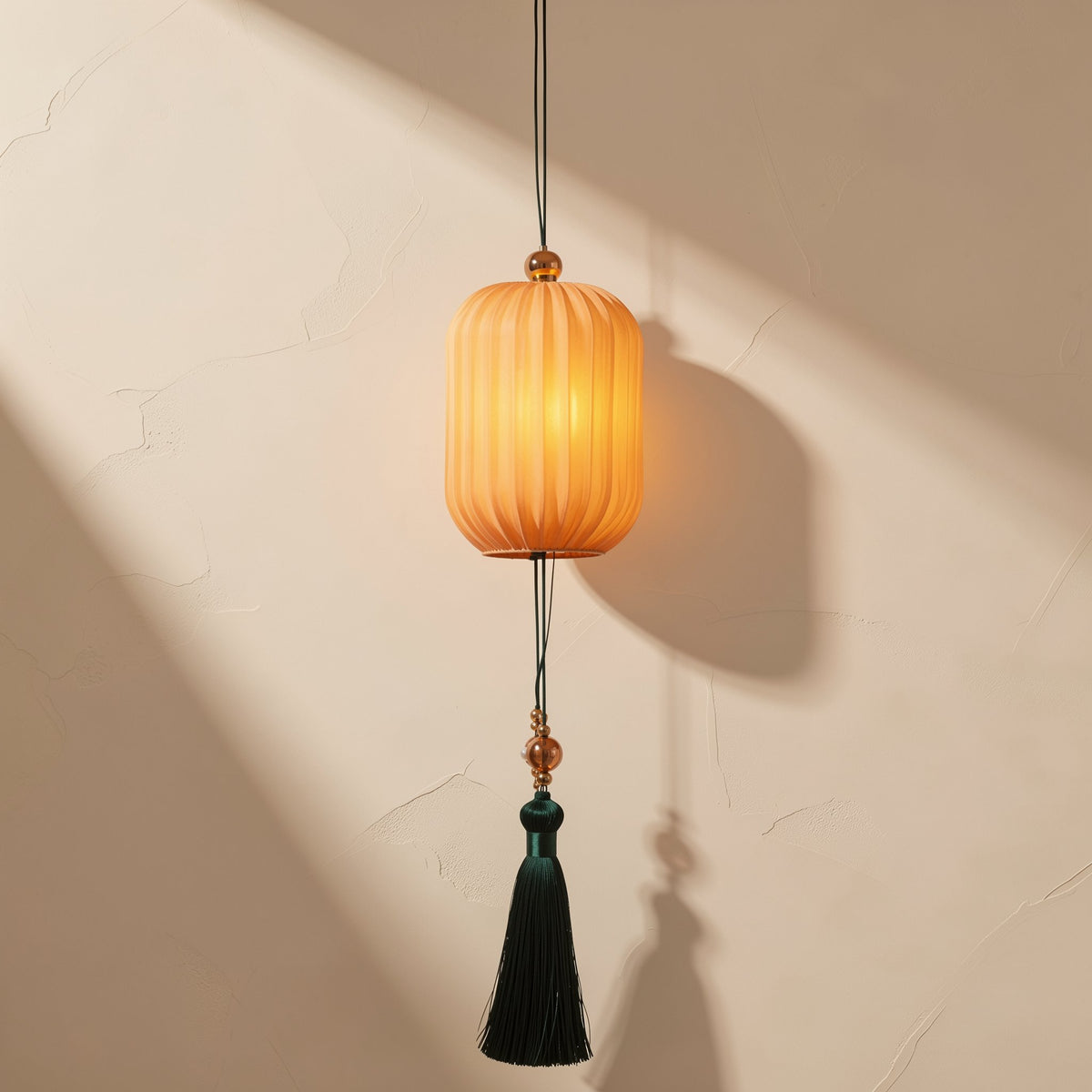 Winter melon-shaped red festival lantern with a polyester cover and hanging tassel - view 5