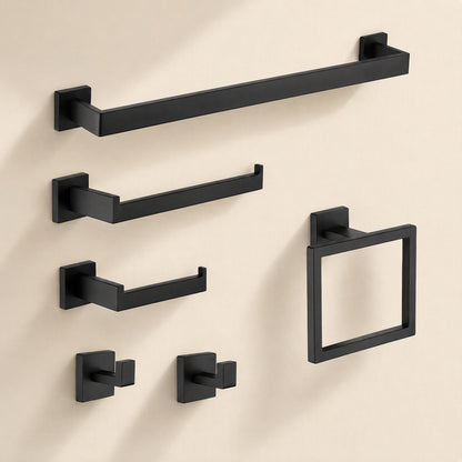 Stainless steel wall-mounted bathroom storage rack set with towel and tissue holders and hooks - view 2