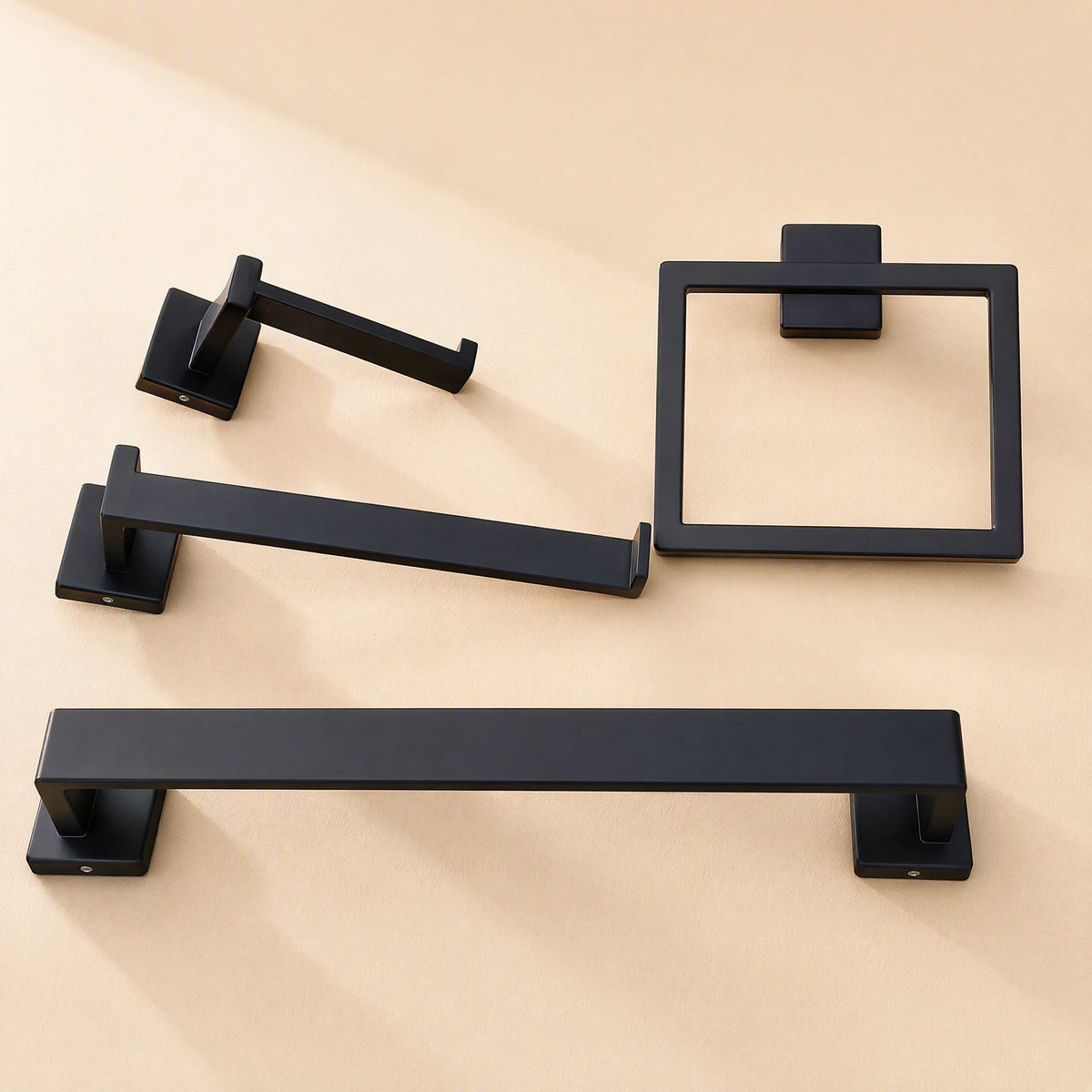 Stainless steel wall-mounted bathroom storage rack set with towel and tissue holders and hooks - view 4