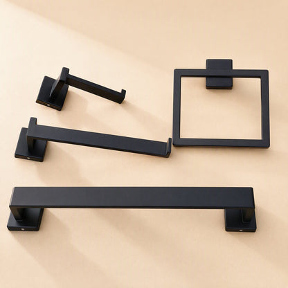 Stainless steel wall-mounted bathroom storage rack set with towel and tissue holders and hooks - view 4