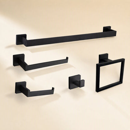 Stainless steel wall-mounted bathroom storage rack set with towel and tissue holders and hooks - view 5