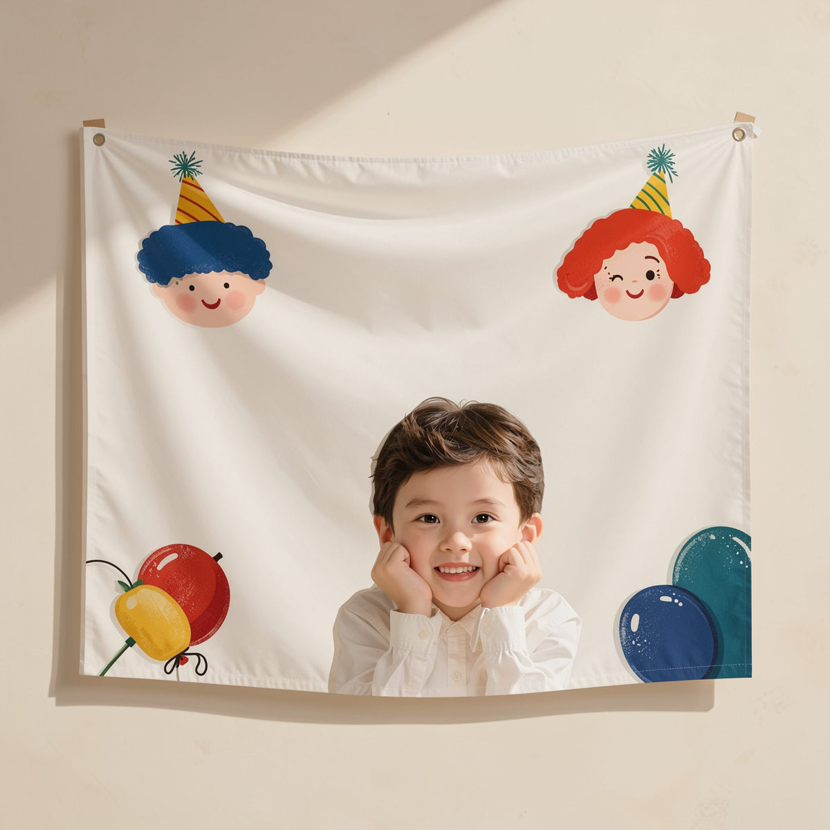 Festdrape birthday background cloth banner made from flag cloth in an anime cartoon style