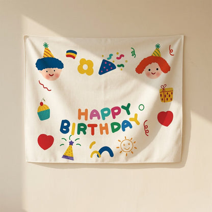 Festdrape birthday background cloth banner made from flag cloth in an anime cartoon style - view 2
