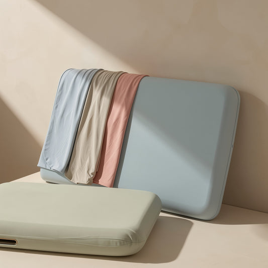 Two ice silk pillowcases with high-elasticity inner liners for memory foam pillows