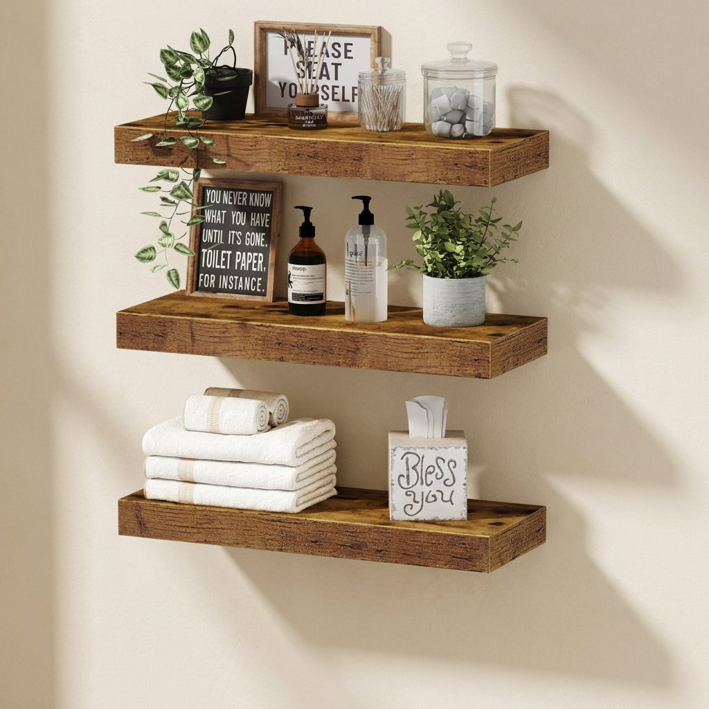 Wall-mounted density board storage shelf with integrated bracket