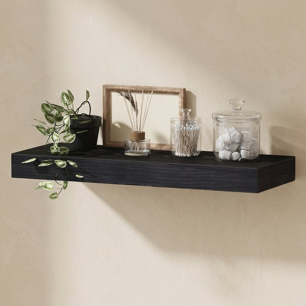 Wall-mounted density board storage shelf with integrated bracket - view 5