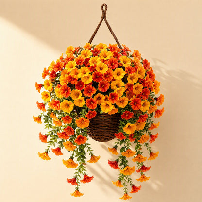 Plastic morning glory flower bouquet wall hanging, branch form, 100–200 cm tall