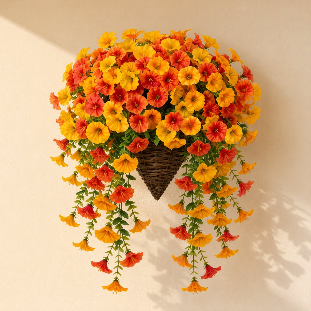 Plastic morning glory flower bouquet wall hanging, branch form, 100–200 cm tall - view 2