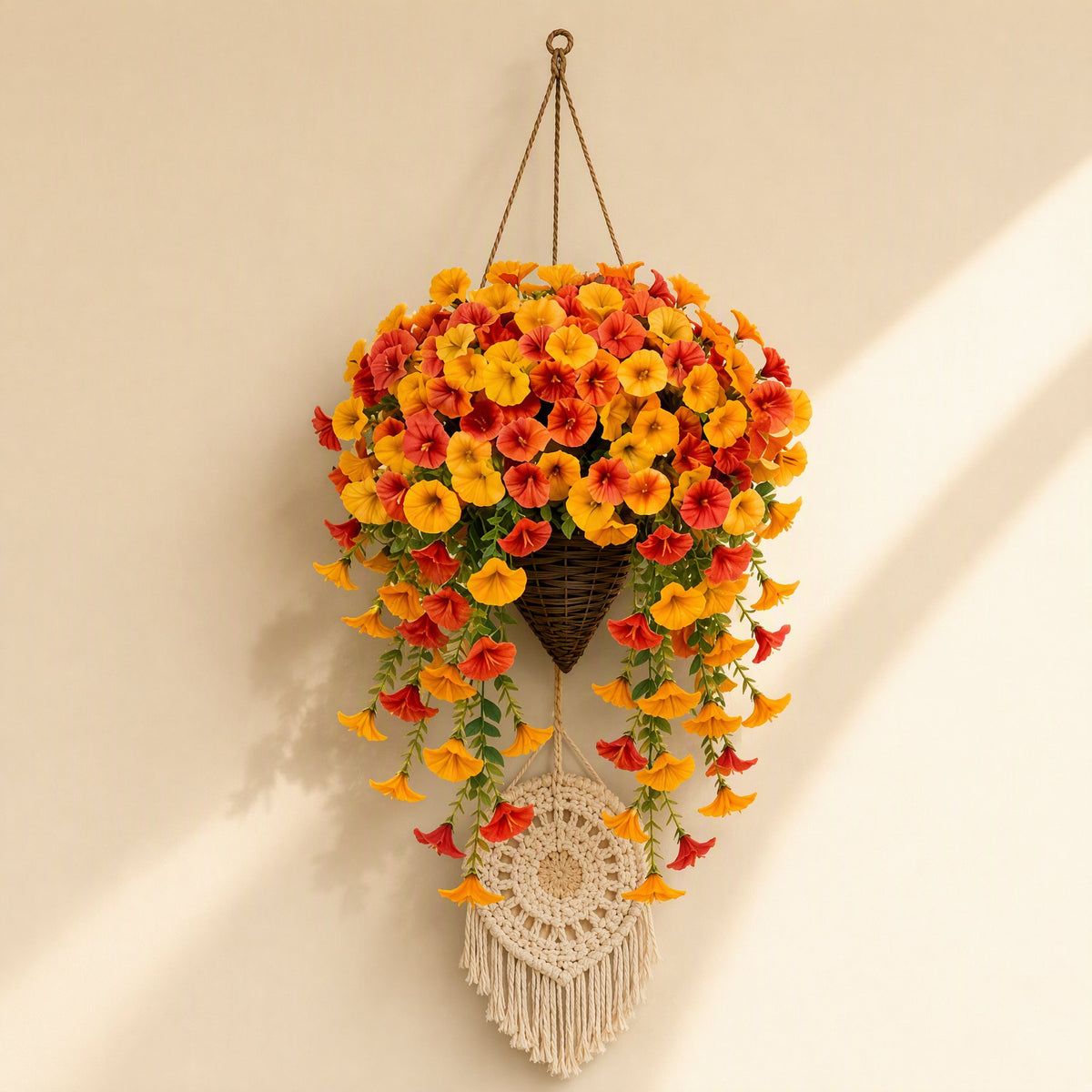 Plastic morning glory flower bouquet wall hanging, branch form, 100–200 cm tall - view 4
