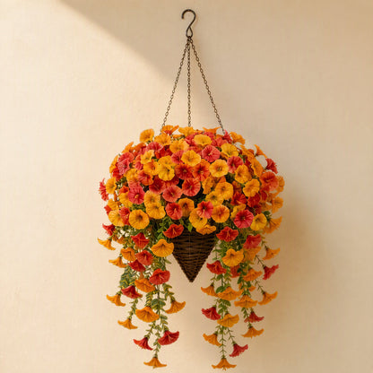 Plastic morning glory flower bouquet wall hanging, branch form, 100–200 cm tall - view 5