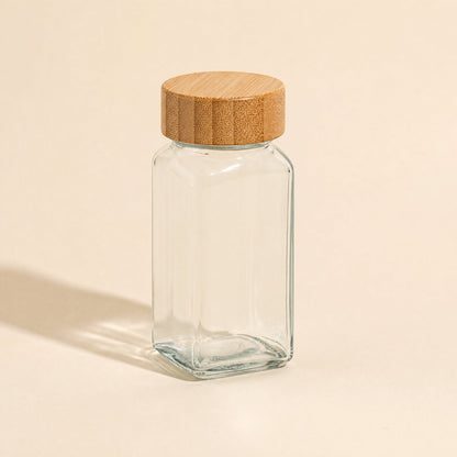 Transparent 120ml square glass seasoning shaker with lid