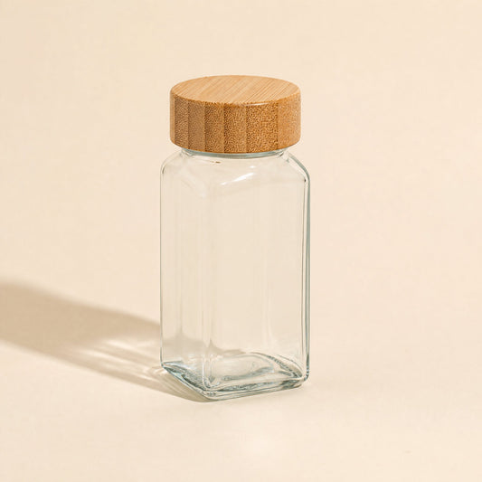 Transparent 120ml square glass seasoning shaker with lid