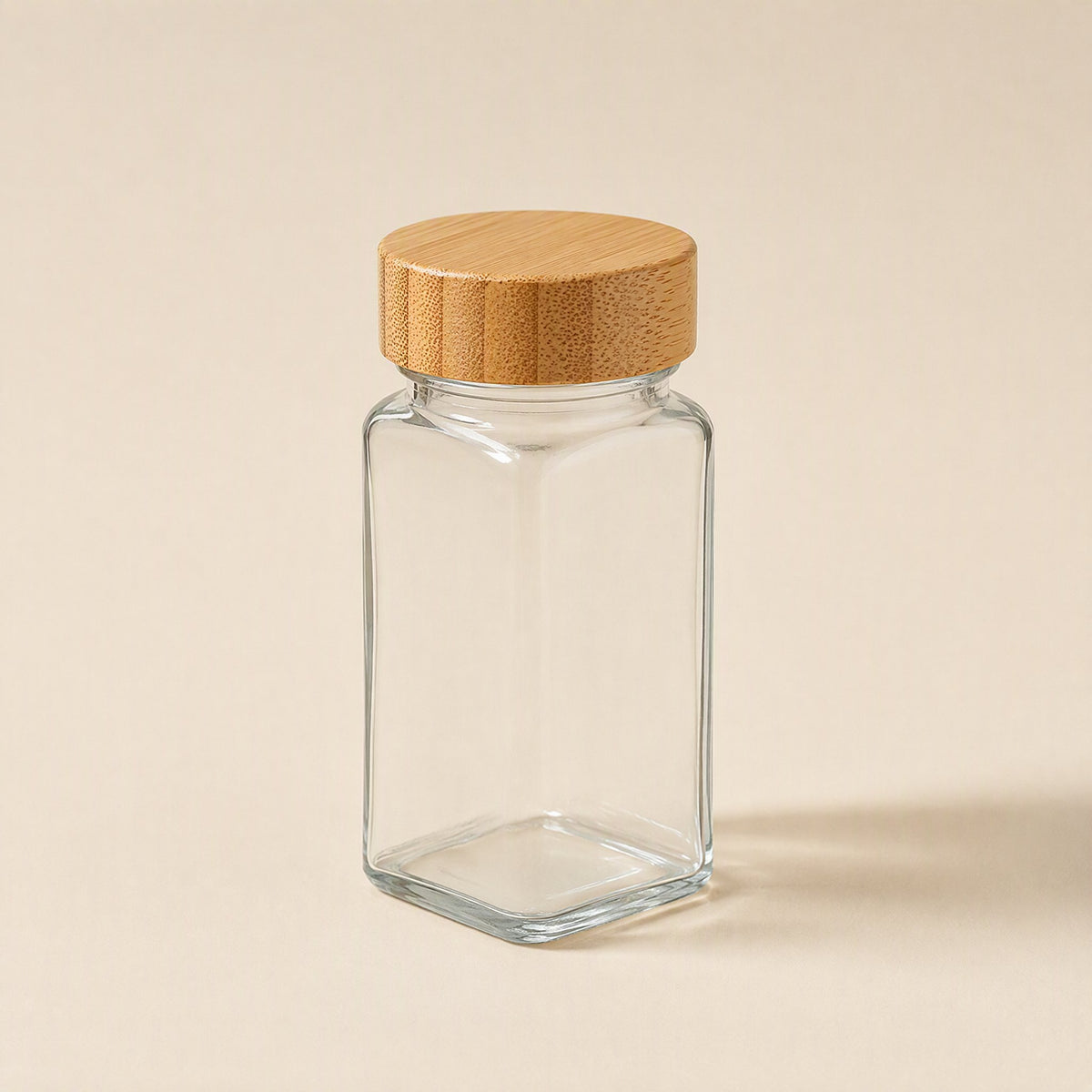 Transparent 120ml square glass seasoning shaker with lid - view 2
