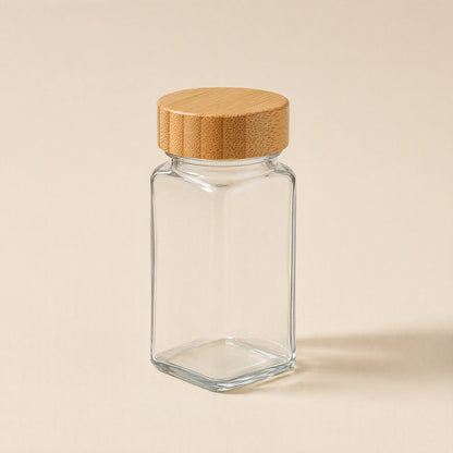 Transparent 120ml square glass seasoning shaker with lid - view 2