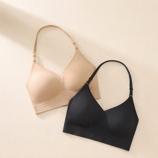 U-shaped backless bra with detachable double shoulder straps and thin molded cups