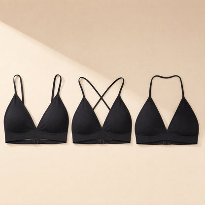 U-shaped backless bra with detachable double shoulder straps and thin molded cups - view 2