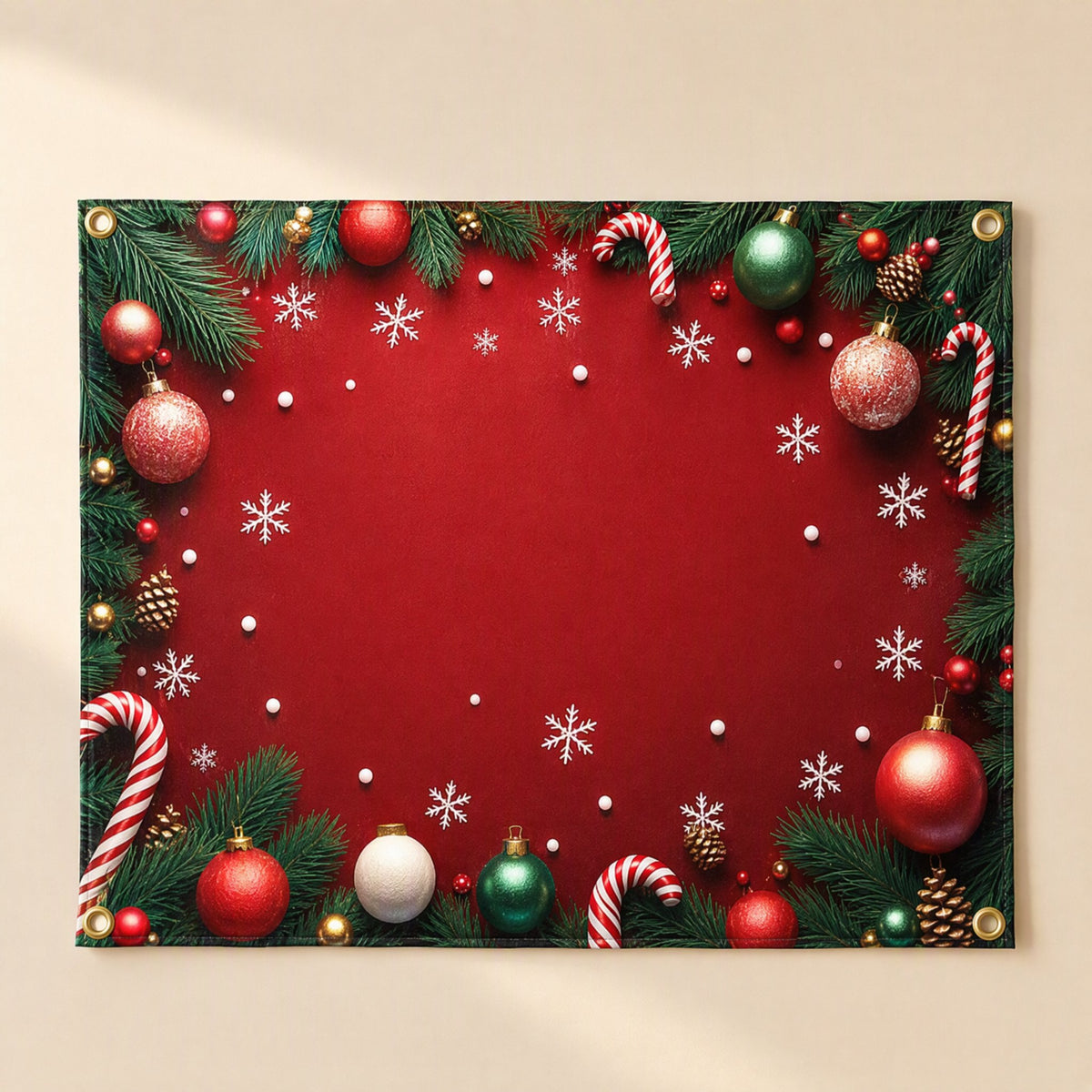 Polyester Christmas party background cloth with a snowflake pattern