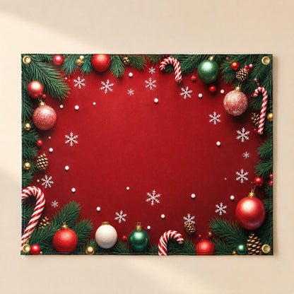 Polyester Christmas party background cloth with a snowflake pattern