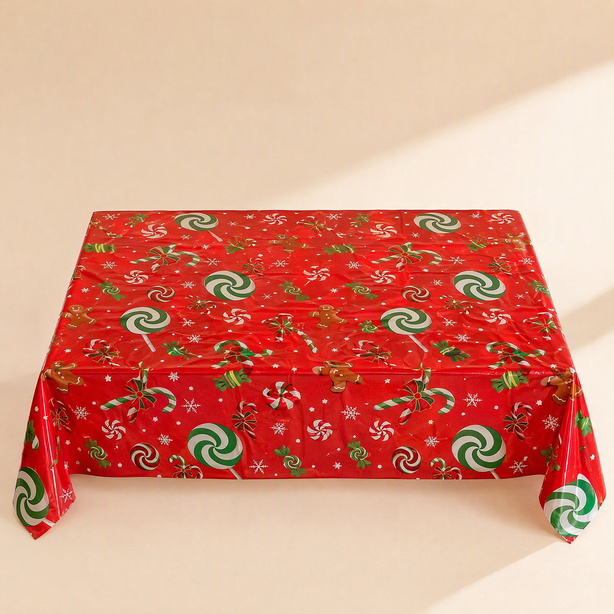 Plastic Christmas party tablecloth with a cartoon pattern