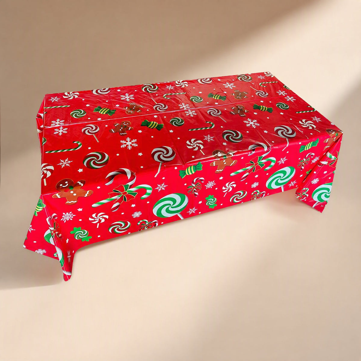 Plastic Christmas party tablecloth with a cartoon pattern - view 3