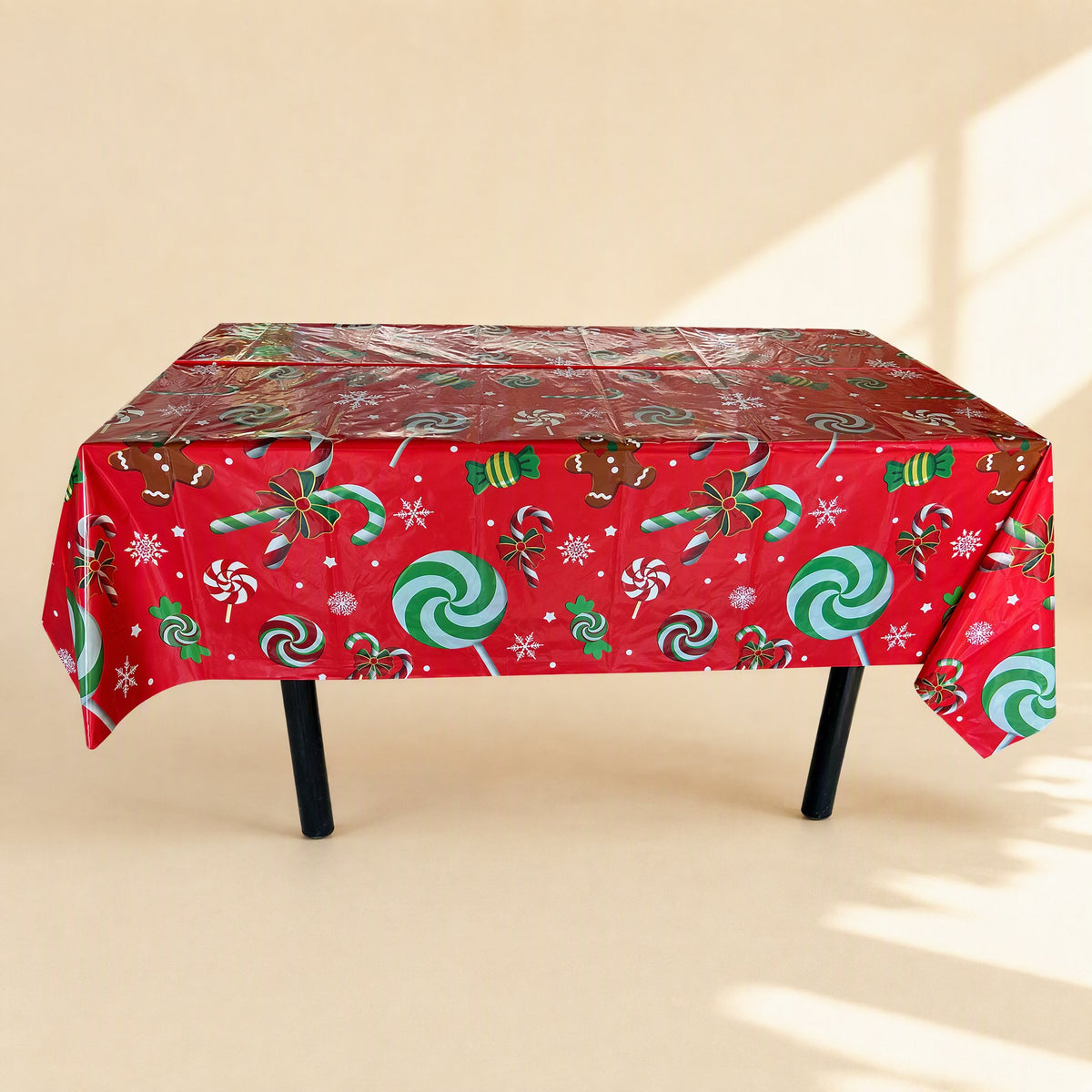 Plastic Christmas party tablecloth with a cartoon pattern - view 5