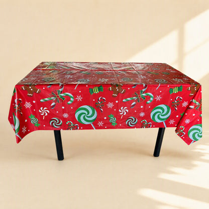Plastic Christmas party tablecloth with a cartoon pattern - view 5