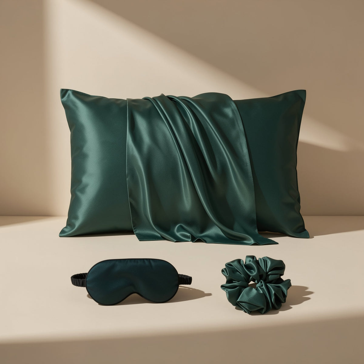 White faux silk satin pillowcase with satin trim