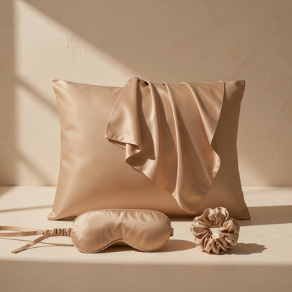 White faux silk satin pillowcase with satin trim - view 5